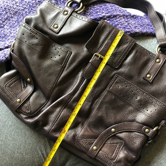 Large leather dark brown/plum HOBO bag - Picture 6 of 8